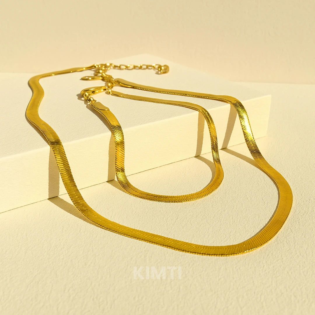 Anti Tarnish Dual Layer Snake Chain Necklace