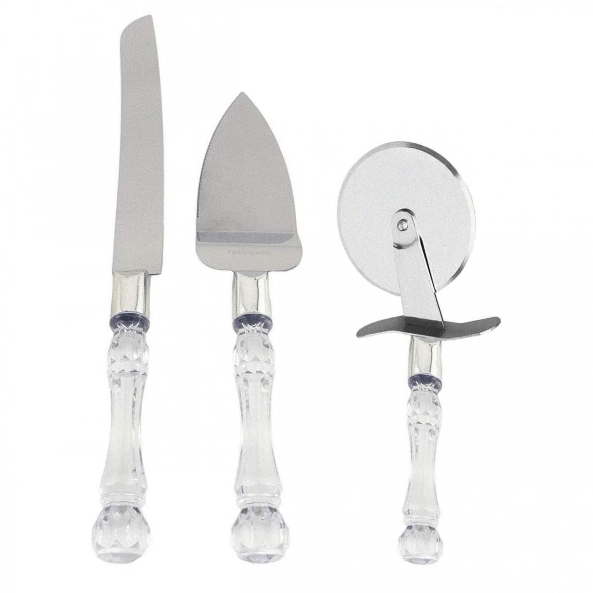 Wholesale Item - STAINLESS STEEL CAKE KNIFE SET OF 3 - MOQ 14 Pieces