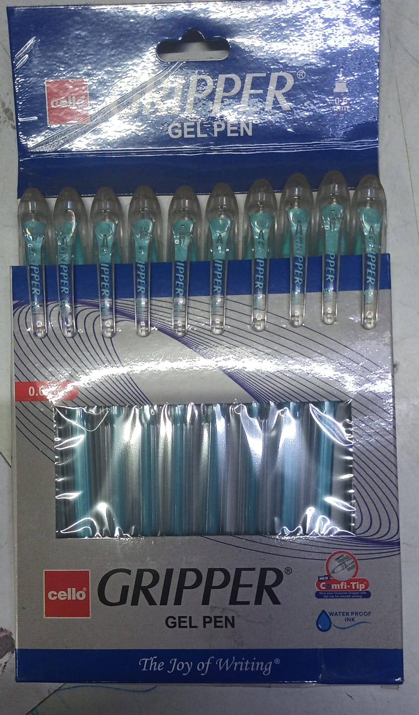 Cello Gripper Gel Pen (Blue)  Pack of 10