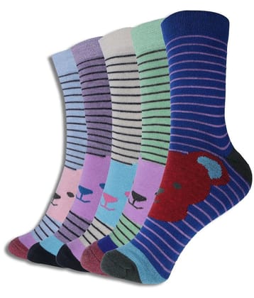 Dollar Multicolor Cotton Blend Boys Full Length Socks ( Pack of 5 ) - 12-15 years