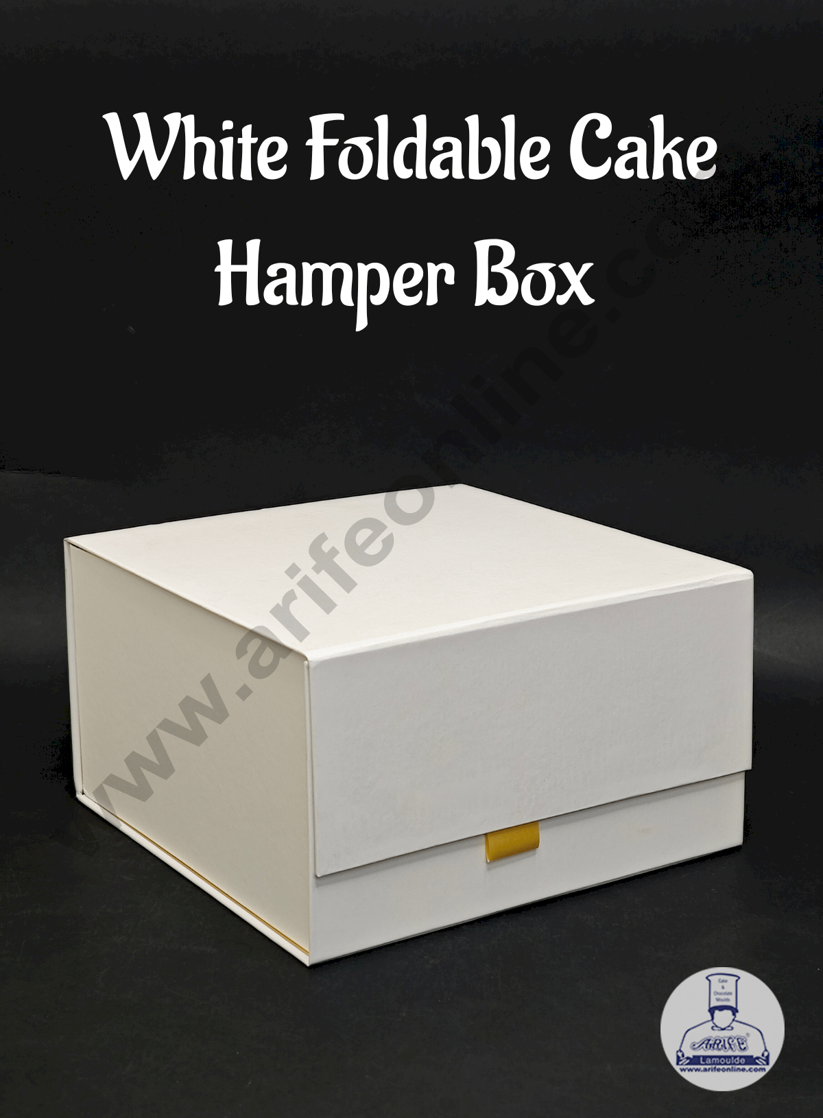 Premium Foldable Cake Box with Golden Interior (White)  - CAKE DECOR™