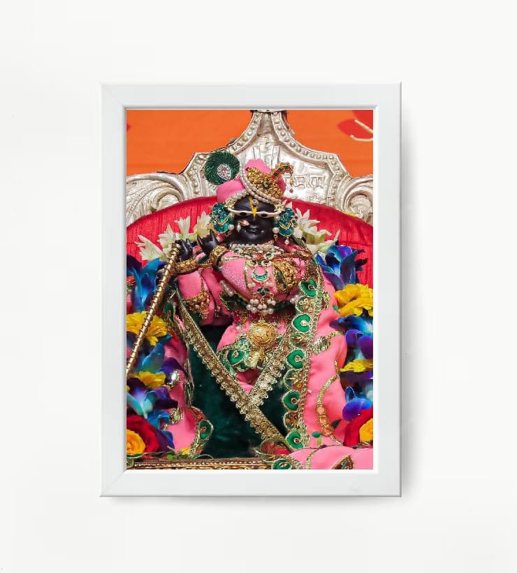 NOKKES Radha Raman Ji Vrindavan Radha Raman Thakur Ji White Photo Frames Religious Photo frame 5X7 Inch Photo Frame_QWW54
