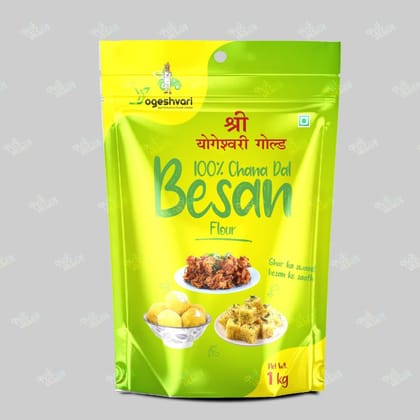 Yogeshvari Gold Besan (1 kg) | 100% Chana Dal Flour | For Fritters and Sweets