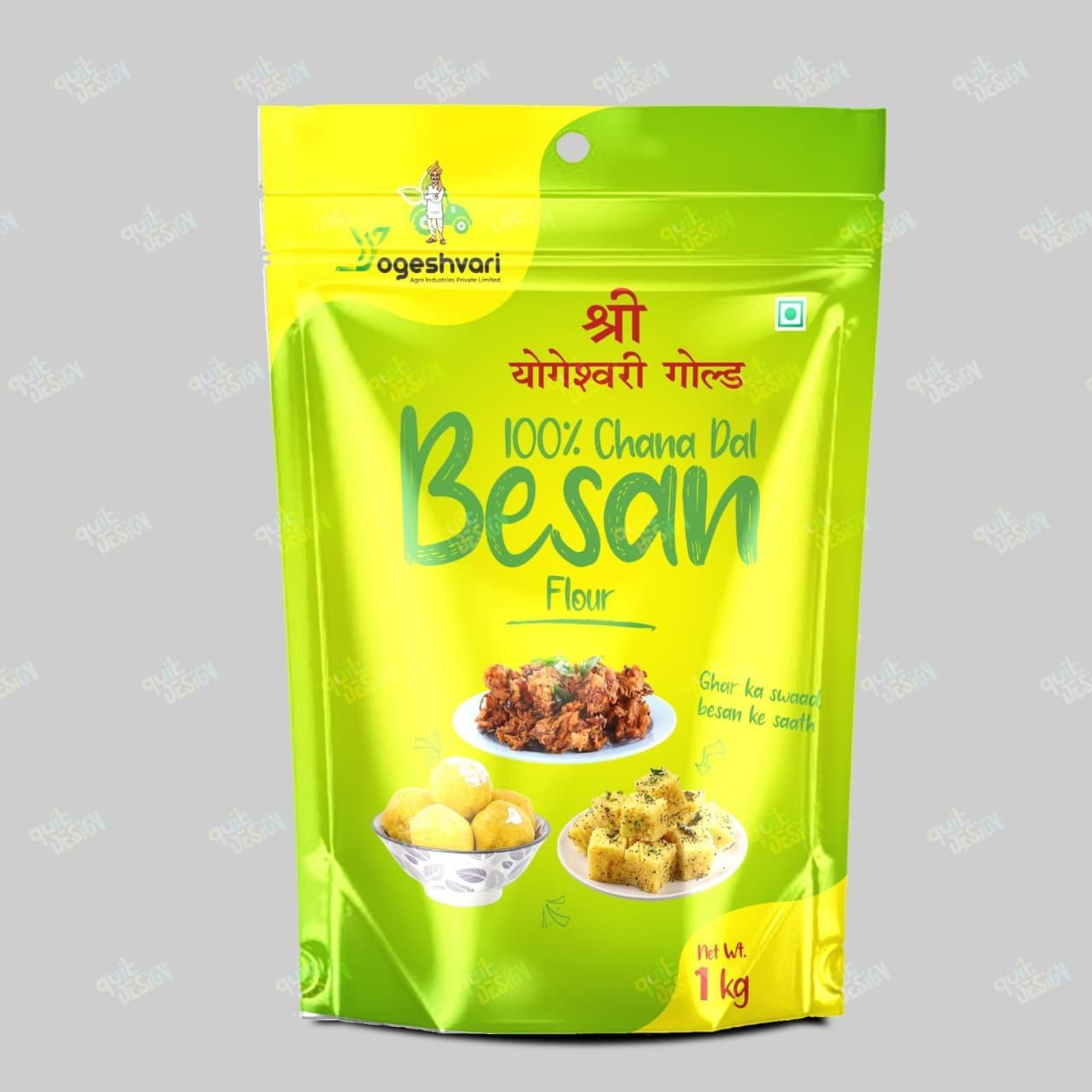 Yogeshvari Gold Besan (1 kg) | 100% Chana Dal Flour | For Fritters and Sweets