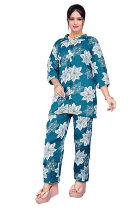 PickCell Printed Delta Fabric Coord Set for Women | Blue