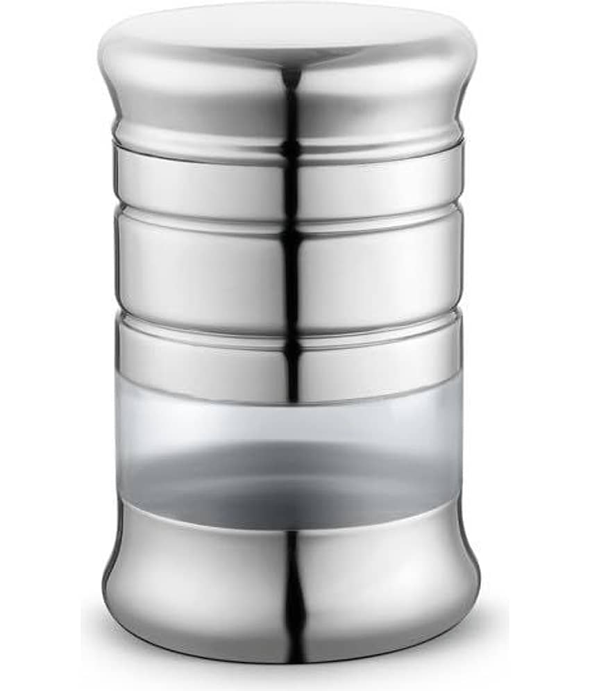 Classic Essentials Elegant Canister Steel Silver Cookie Container ( Set of 1 )