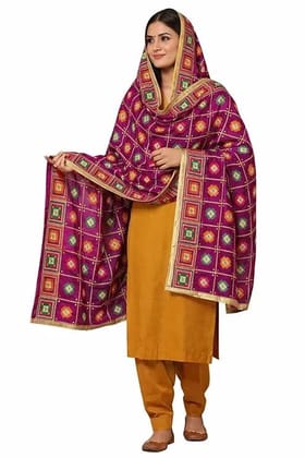Heavy Mirror Work Dupatta For Women | Traditional Ethnic Handcrafted Embellished Dupatta | Elegant Chinon Silk Wrap 2.25 Meter | Designer Wedding Festival Accessory Rani Pink Color