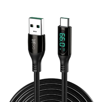 Walta Elite Real Plus Pro Advance USB to Type-C Digital Display Charging Cable- Black