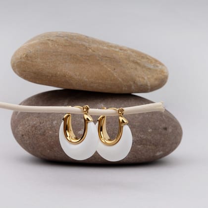 Crescent White Luxe Hoops