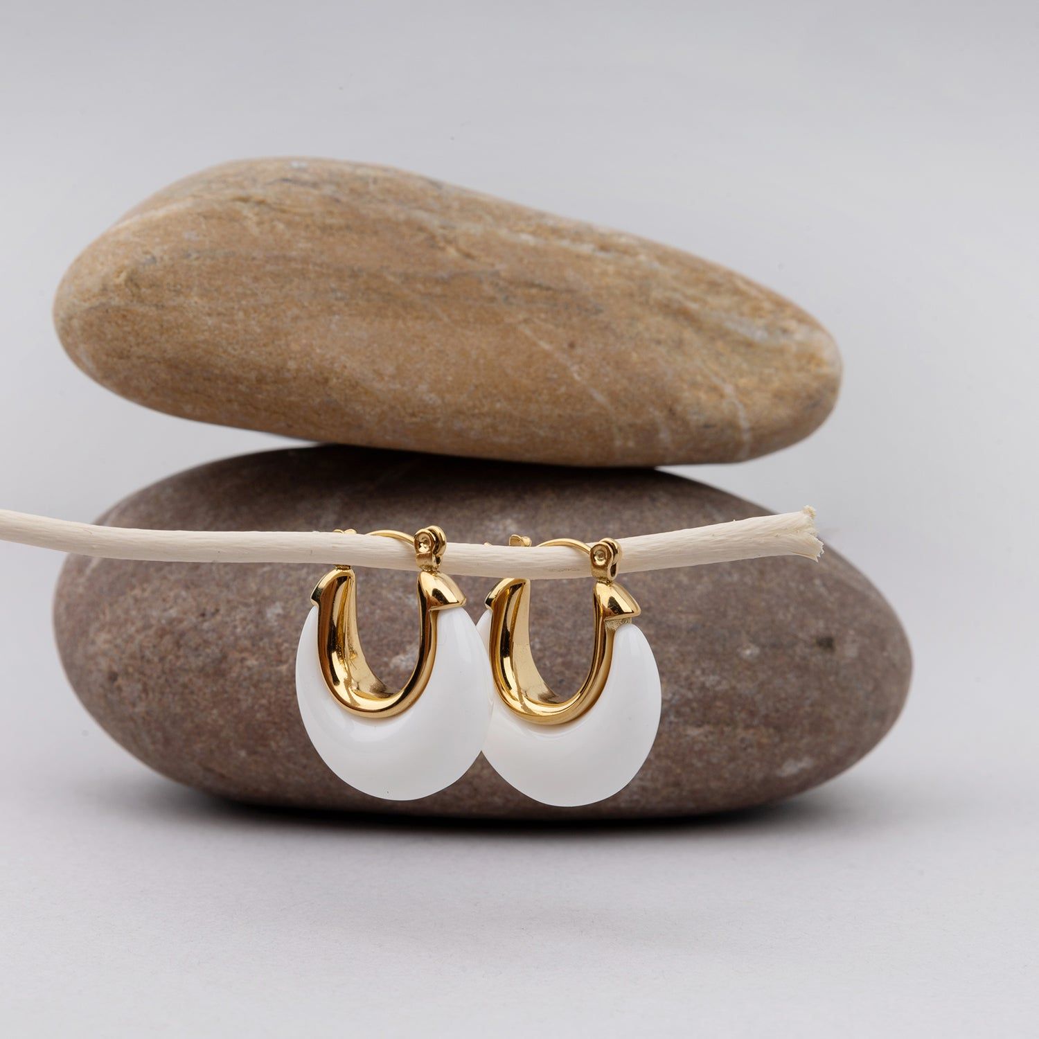 Crescent White Luxe Hoops