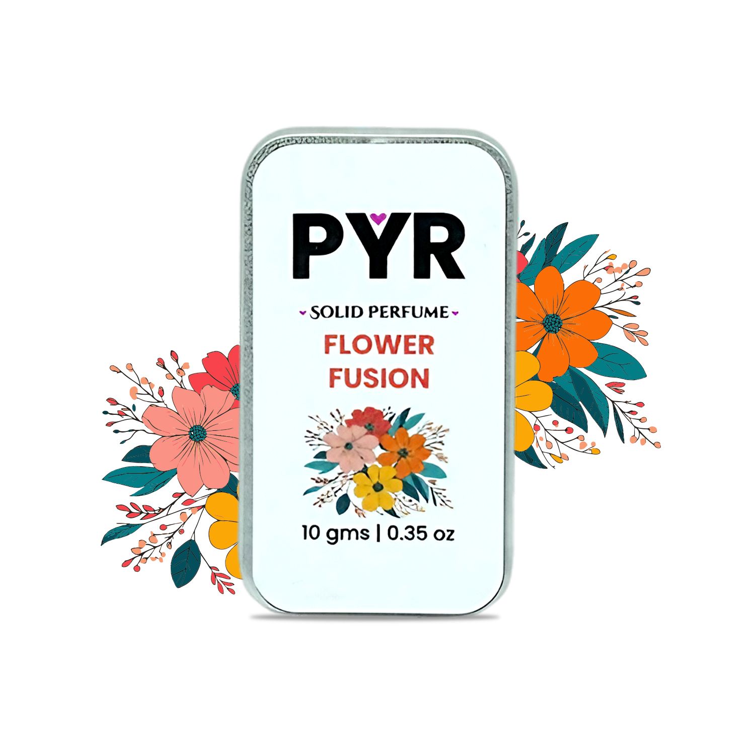 PYR Flower Fusion Solid Perfume 10g for Women Alcohol-Free, Long-Lasting