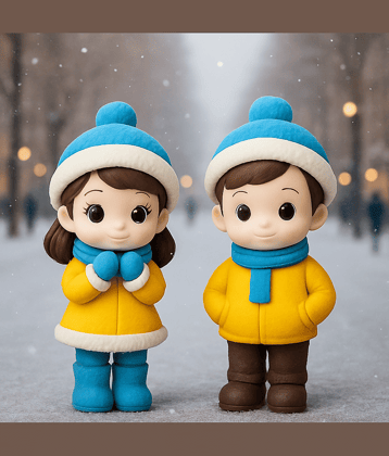 Exopick Sweety Lovers Winter Couple Decoration Boy Girl Showpiece For Home Decor