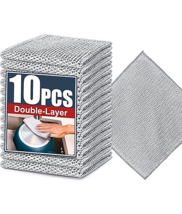 DHSMART Double Layered Wire Rags All Purpose Cleaner Block Multifunctional Non Scratch Dish Wash Cloth 1 no.s Pack of 10