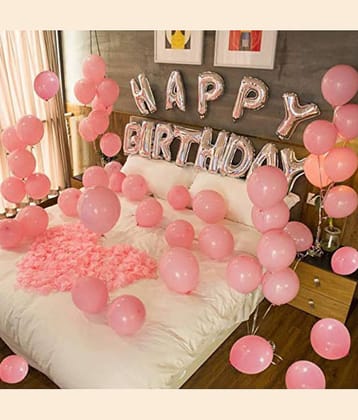 Happy Birthday Foil Balloons (Silver), 30 Metallic Balloons (Pink)