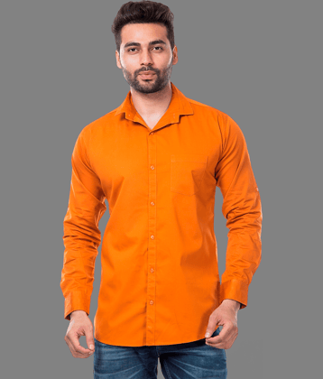MOUDLIN - Orange Cotton Blend Slim Fit Men's Casual Shirt ( Pack of 1 )