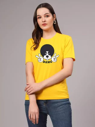 Dawg - Sukhiaatma Unisex Graphic Printed Yellow T-shirt-XS-36