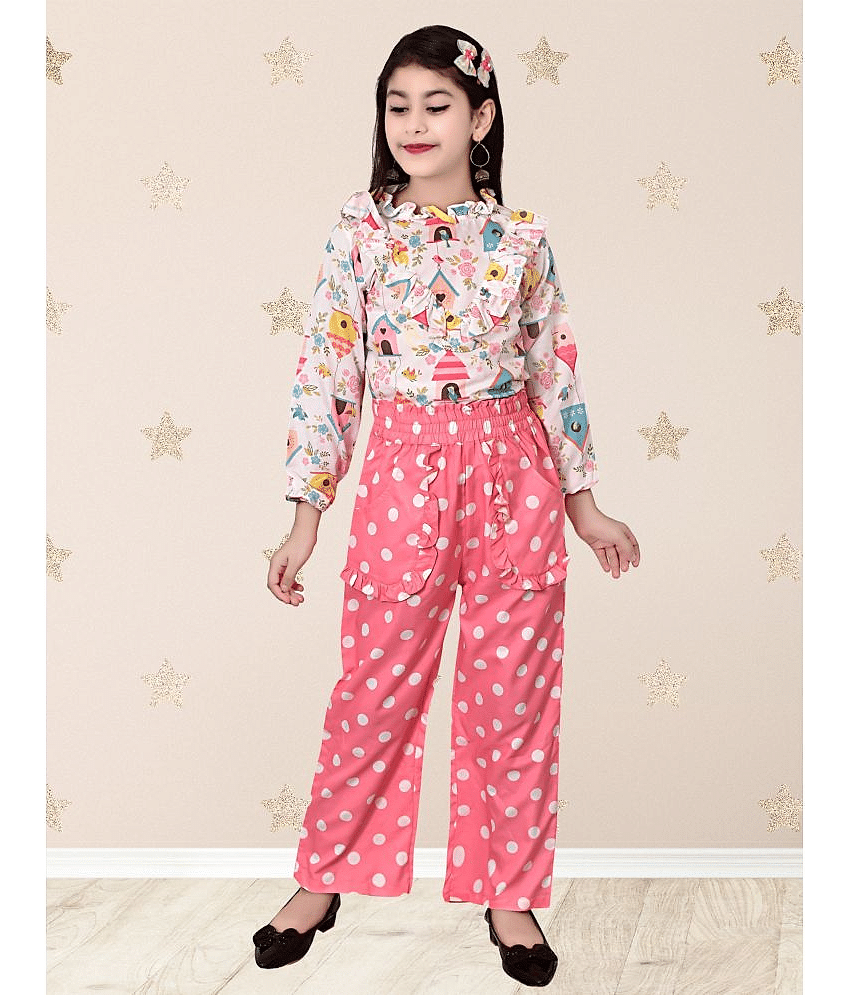 Arshia Fashions Pack of 1 Girls Cotton Blend Top With Pants ( Pink )