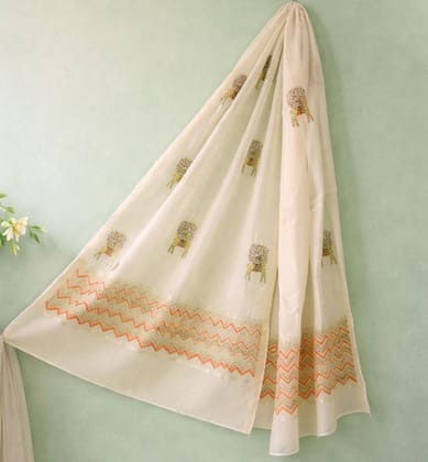 Block Printed Chanderi Stole – Heritage Motif