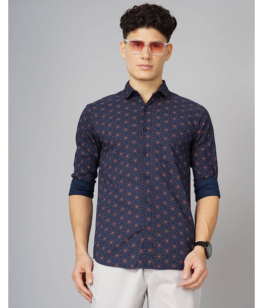 Paul Street - Navy Blue 100% Cotton Slim Fit Men's Casual Shirt ( Pack of 1 )