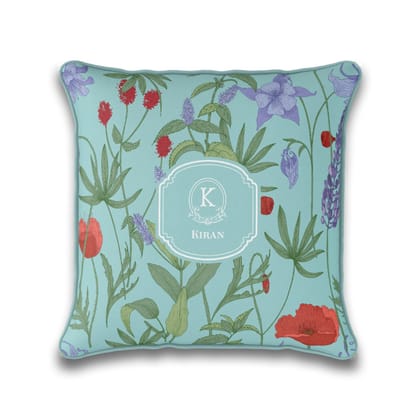 Scarlet Bloom Cushion Cover-Aqua / 18" / Velvet