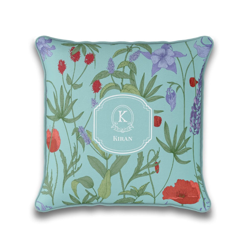 Scarlet Bloom Cushion Cover-Aqua / 18" / Velvet