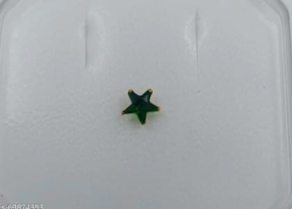 Beautiful Gold Plated Nose Pin Crytal Stone Five Star Dark Green Wedding Nose Ring Fashion Gift Jewellry Pack of 1