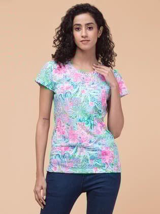 Hive91 Beach Vibes: Multicolor Tropical WomenT-Shirt XXL