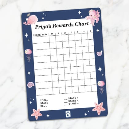 Blushing Underseas Kids Reward Chart-Navy / Magnet
