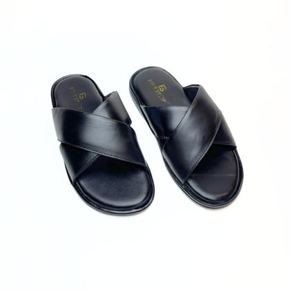 Cross Strap Leather Slippers-6