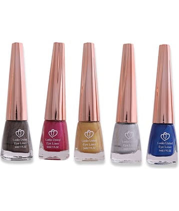 Looks United - silver Metalic Eye Liner Liquid ( Pack of 5 )