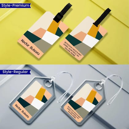 Personalized Luggage Tags - Mellow Grid Design-Regular Bag Tags / Set of 2