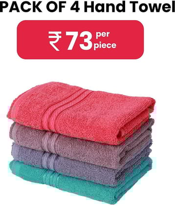 Satisfyn Cotton Solid Hand Towel 401-450 ( Pack of 4 ) - Assorted
