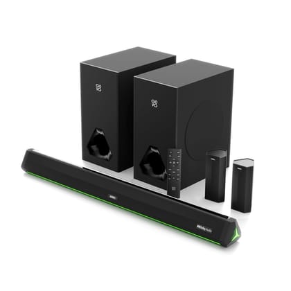 GOVO GOSURROUND 999 | 660W,True Dolby Audio, Dual 6.5" Subwoofers with Dual Satellites,5.2 Surround Soundbar, HDMI ARC, Opt,AUX,USB, Bluetooth,3 Equalizer Modes,LED Display & Remote (Platinum Black) GOVO GOSURROUND 999 | 660W,True Dolby Audio, Dual 6.5" GOVO GOSURROUND 999 | 660W,True Dolby Audio, Dual 6.5" Subwoofers with Dual Satellites,5.2 Surround Soundbar, HDMI ARC, Opt,AUX,USB, Bluetooth,3 Equalizer Modes,LED Display & Remote (Platinum Black) GOVO GOSURROUND 999 | 660W,True Dolby Audio, Dual 6.5"