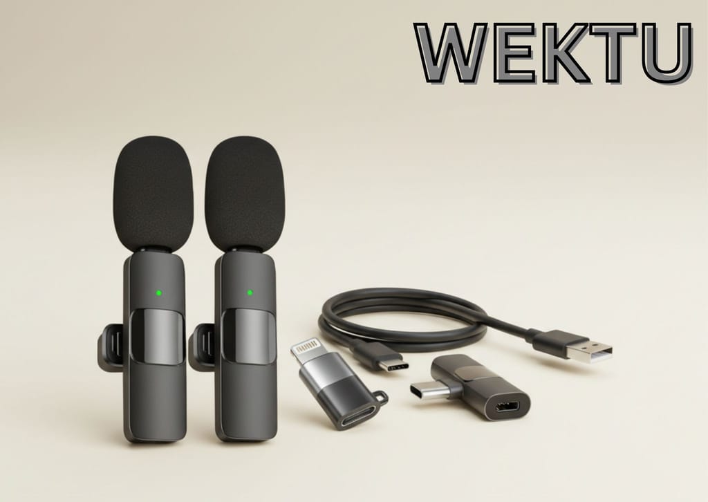 WEKTU Mini Wireless 2 Microphone for Smartphones (Lightning/USB-C)
