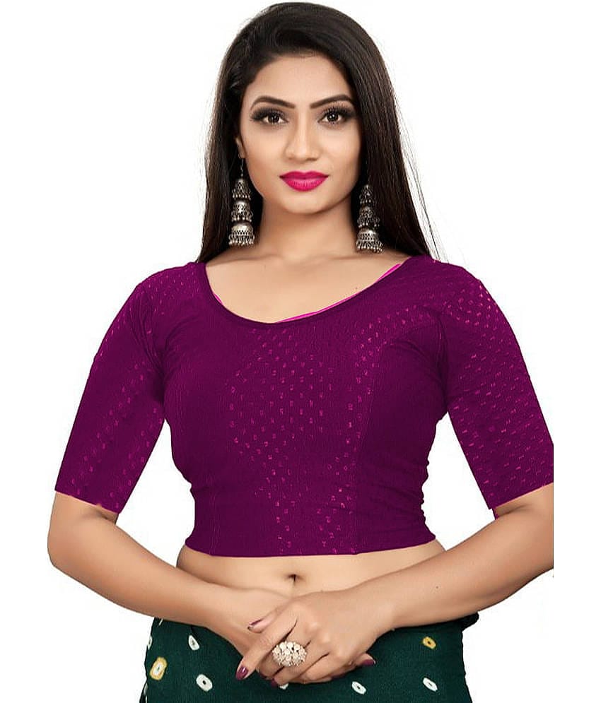 Laadli Purple Readymade without Pad Cotton Blend Women's Blouse ( Pack of 1 )