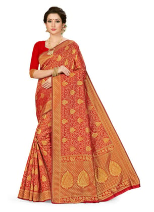 Generic Women's Banarasi Silk Saree (Maroon, 5 - 6 Mtrs)