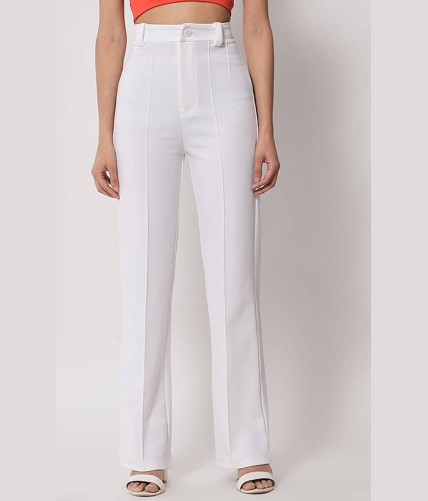 Shine n Show Women Cotton Blend Solid Palazzos ( White )