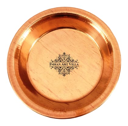 Pure Copper Plain Design Pooja Worship Thali Plate-20cm / 1