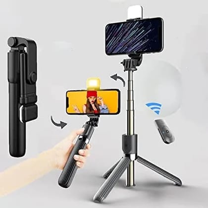 Latest Selfie Stick with LED Fill Light - 360Rotation Selfie Stick, Tripod Stand with Bluetooth Wireless Remote and 104CM Extendable Stick Compatible with All Android and iOS Smartphones