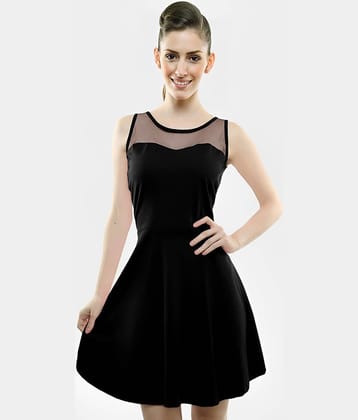 Miss Chase Women Cotton Solid A-line Dress ( Black ) Miss Chase Women Cotton Solid A-line Dress ( Black )