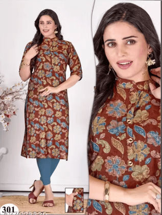 Muslin Tai Patti Straight Kurta with Buttons & Side Pocket  Elegant Wear
