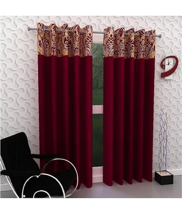 Phyto Home Printed Semi-Transparent Eyelet Window Curtain 5 ft Pack of 4 -Maroon