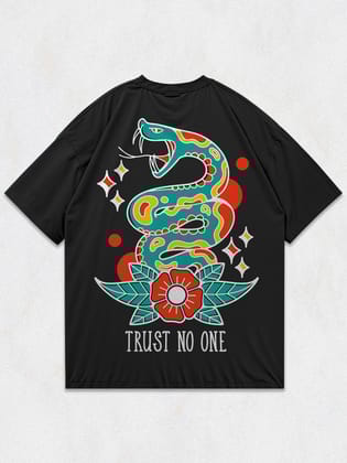 Trust No One Oversized T-Shirt-BLACK / S