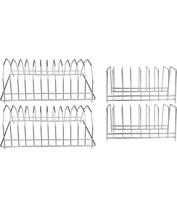 JISUN Stainless Steel Plate Stand / Dish Rack Steel For Kitchen (Pack of 4)