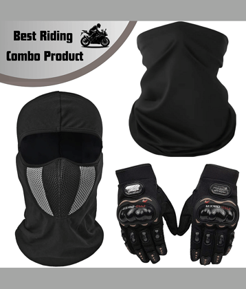 Aksmit Pack 3 Combo Product ( Full Face Mask , Hand Glove ,Bandana Mask ) Best Riding Combo or Men & Women , Cycling, Biking, Running & Outdoor Sports