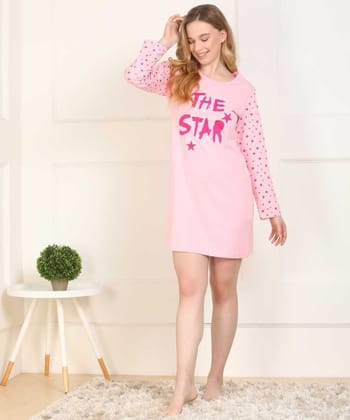 Klamotten Women's Printed Full Sleeves Sleepshirt DB13Rb