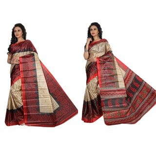 SVB Saree Multicolour Taffeta Silk Saree Without Blouse Piece