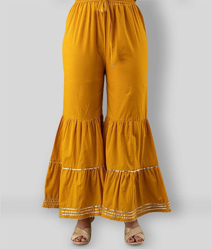 FABRR - Yellow Cotton Flared Women's Palazzos ( Pack of 1 )