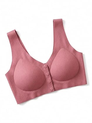 Women's Maternity Nursing Bra | Front Open Button Closure | Wirefree Padded | Seamless Comfort | Feeding Bra for New Moms Blush Rose