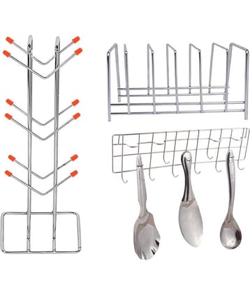 OC9 Silver Stainless Steel Wall mount Stand ( Pack of 3 )